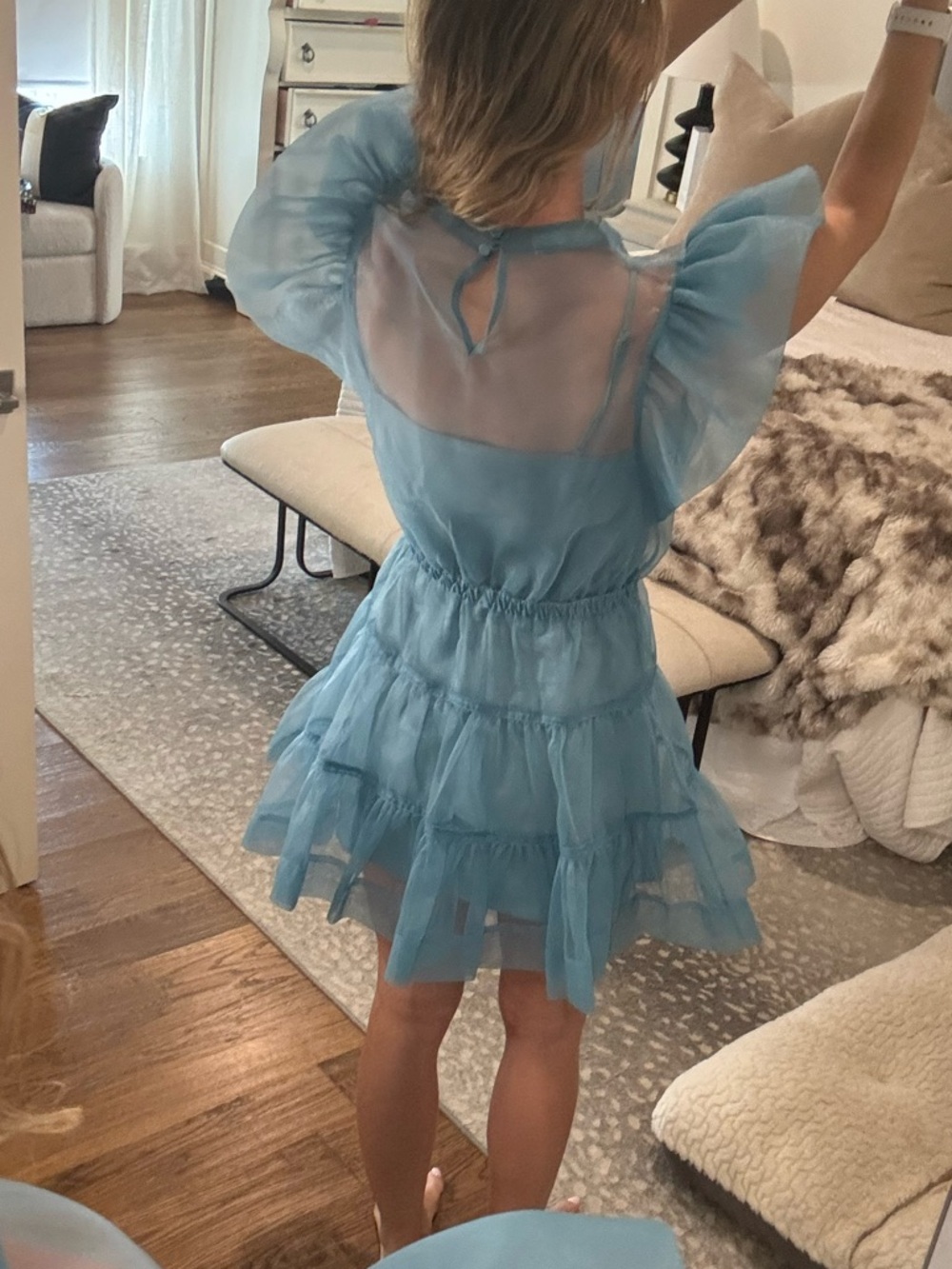 Jonathan Simkhai Ruffled Blue Mini Dress - Picture 6 of 6